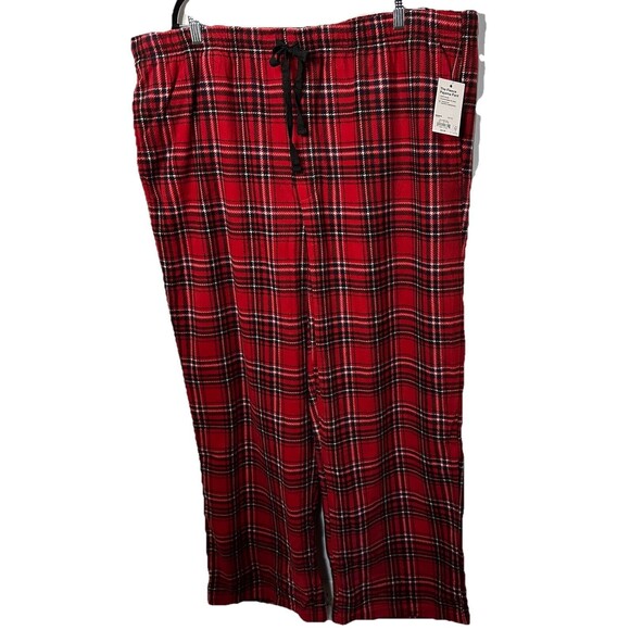 Sonoma Pants Men’s Sz XXL Red Soft Fleece Plaid Sleep Cozy Pockets Drawstrings - Picture 1 of 9